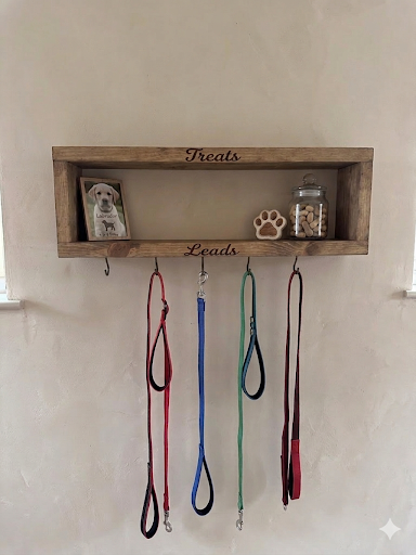 Rustic Wooden Dog Lead Rack • Handmade Pet Treat Station