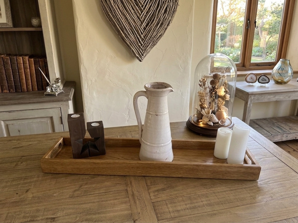 Handcrafted Solid Wood Rustic Long Tray