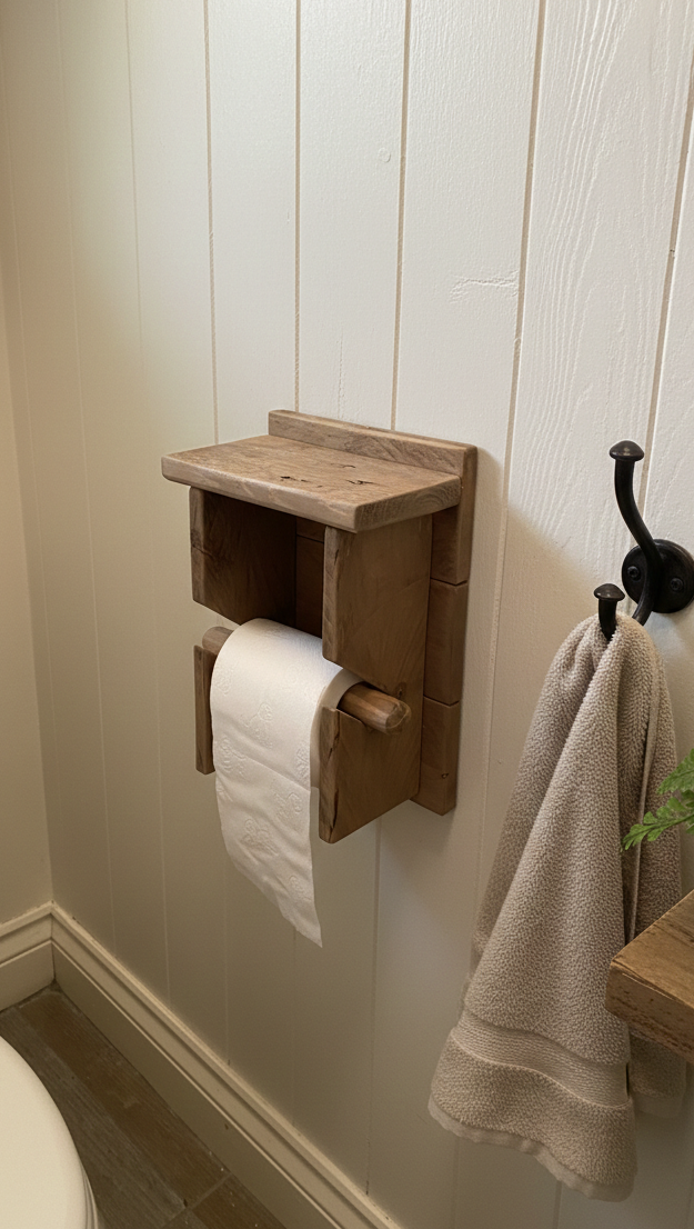 Wooden Toilet Roll Holder