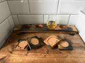 Reclaimed Whisky Barrel Stave Flight Board & Coaster Set