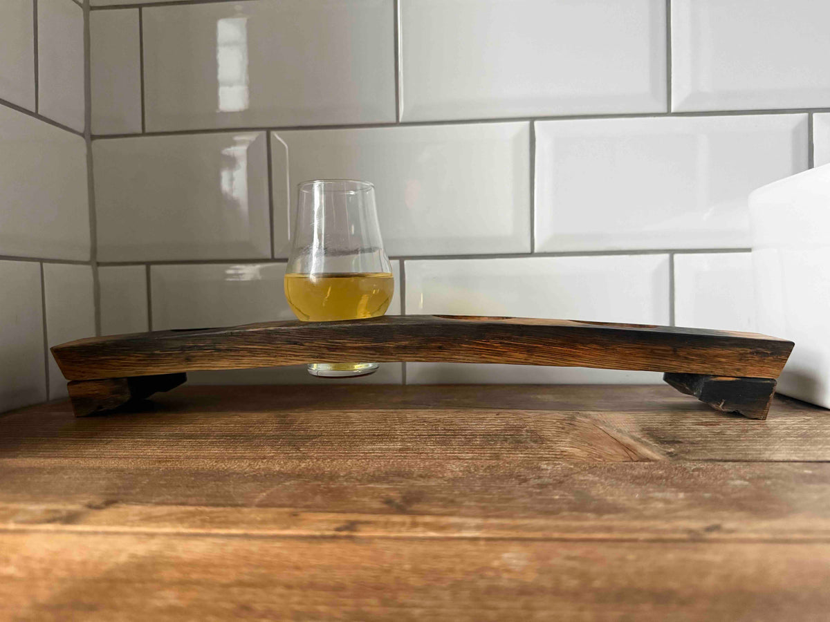 Reclaimed Whisky Barrel Stave Flight Board & Coaster Set