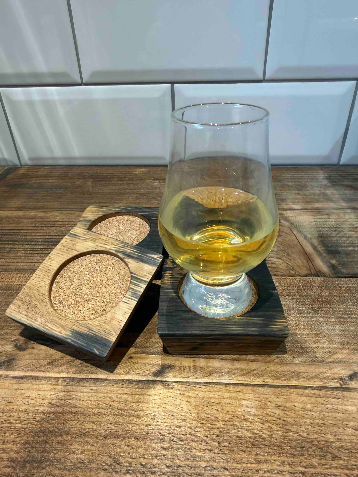 Reclaimed Whisky Barrel Stave Flight Board & Coaster Set