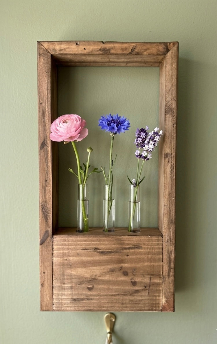 Rustic Wood Propagation Station • Wall Mounted Floral Display Frame