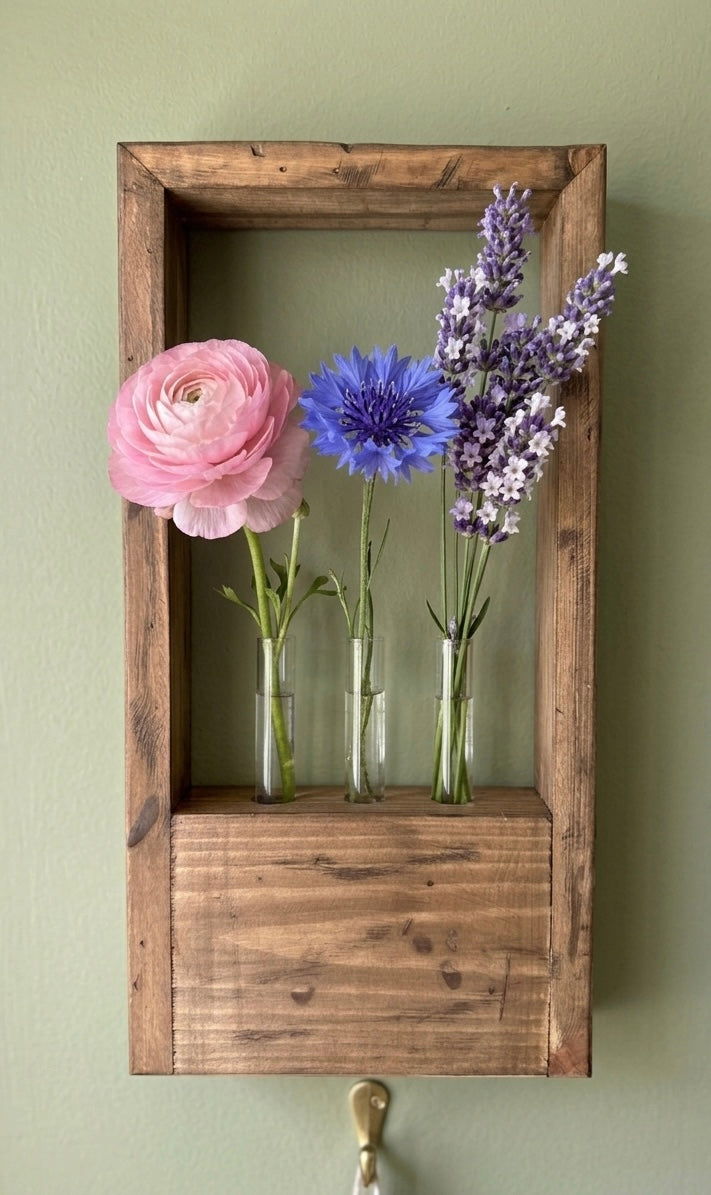Rustic Wood Propagation Station • Wall Mounted Floral Display Frame
