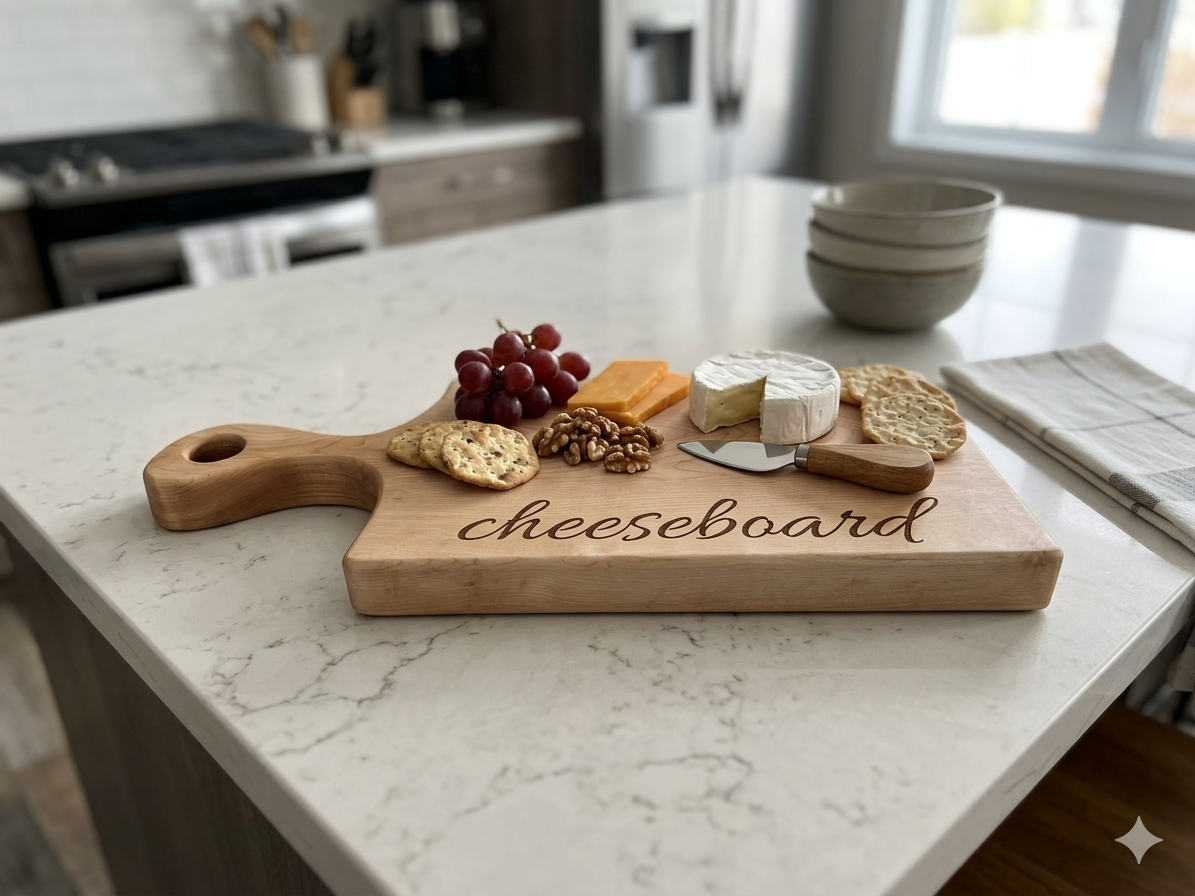 Handcrafted Artisan Solid Maple Cheese Board