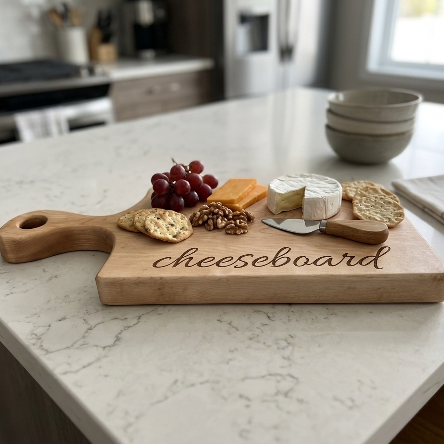 Handcrafted Artisan Solid Maple Cheese Board