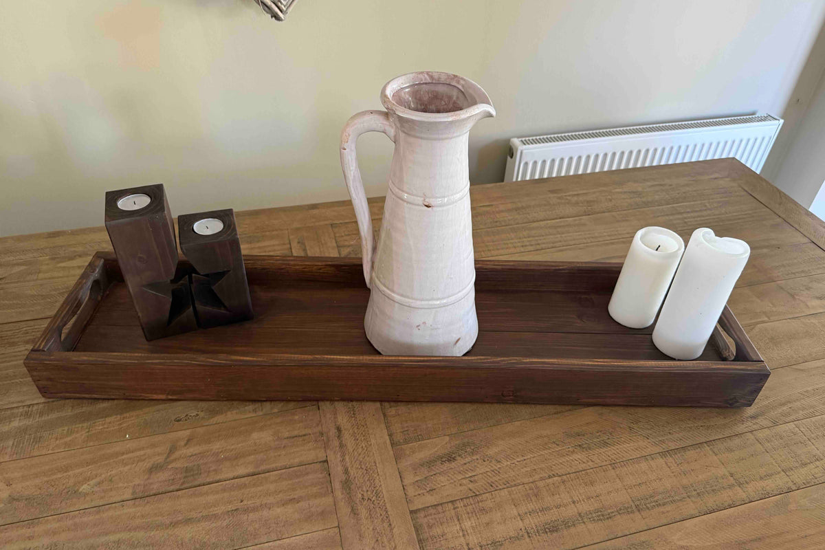 Handcrafted Solid Wood Rustic Long Tray