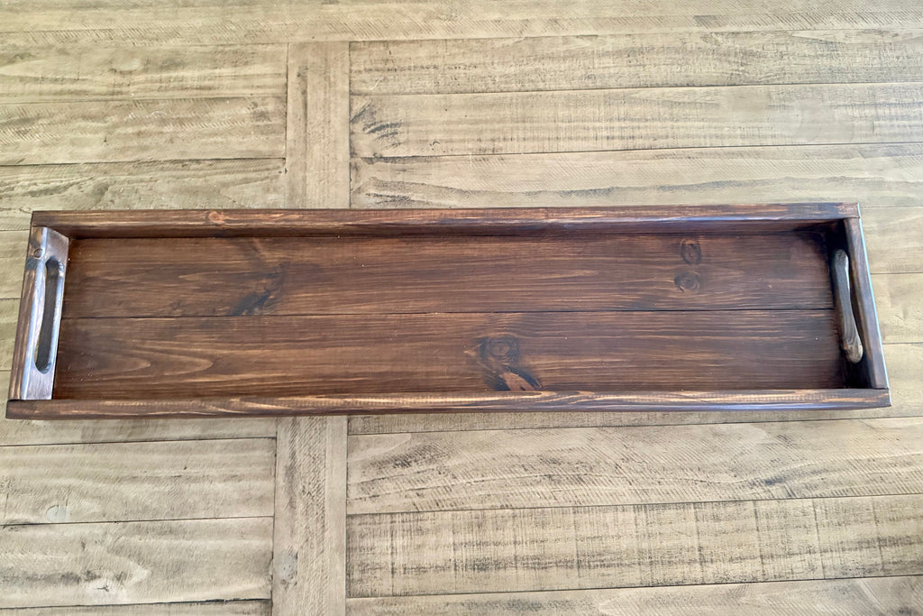 Handcrafted Solid Wood Rustic Long Tray