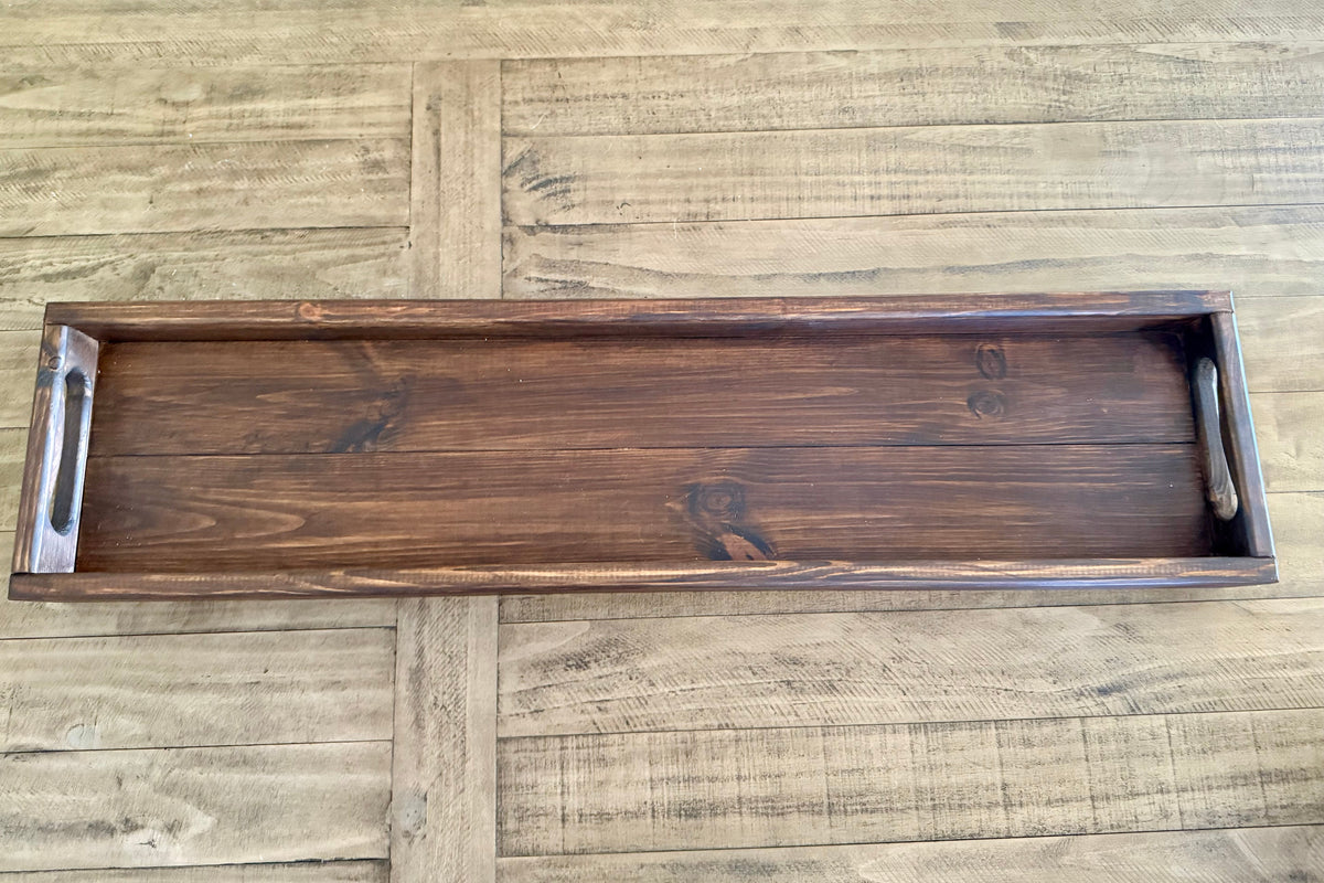 Handcrafted Solid Wood Rustic Long Tray