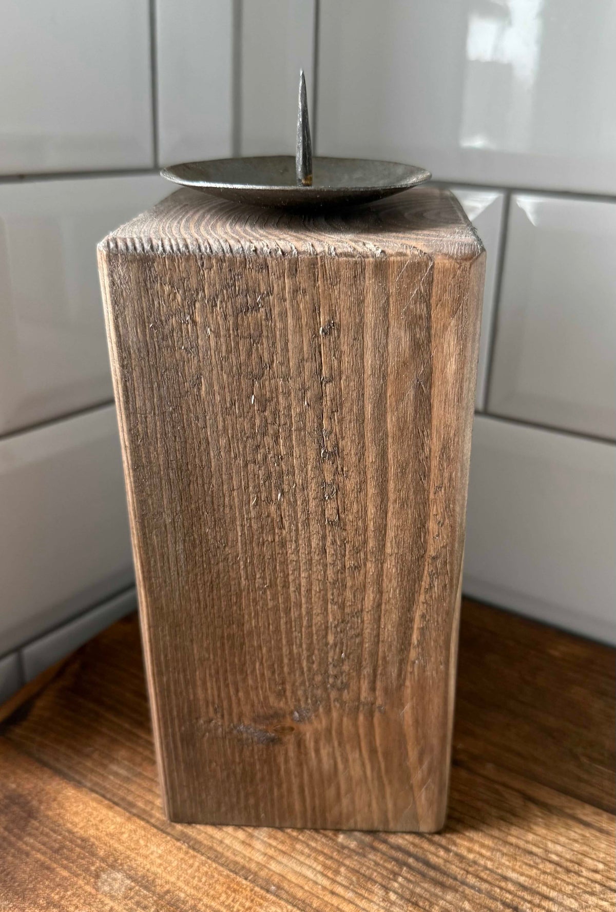 Rustic Wooden Candle Holder