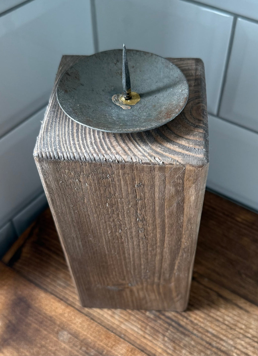 Rustic Wooden Candle Holder