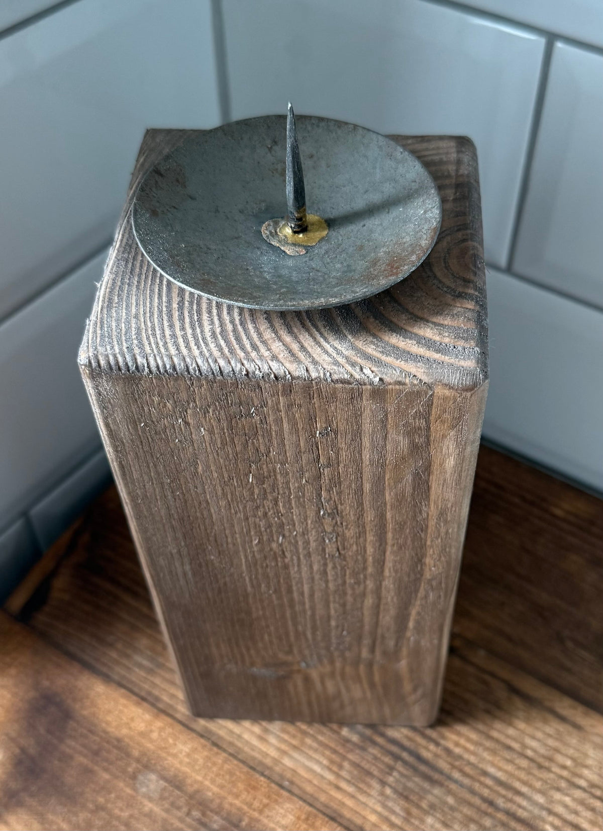 Rustic Wooden Candle Holder