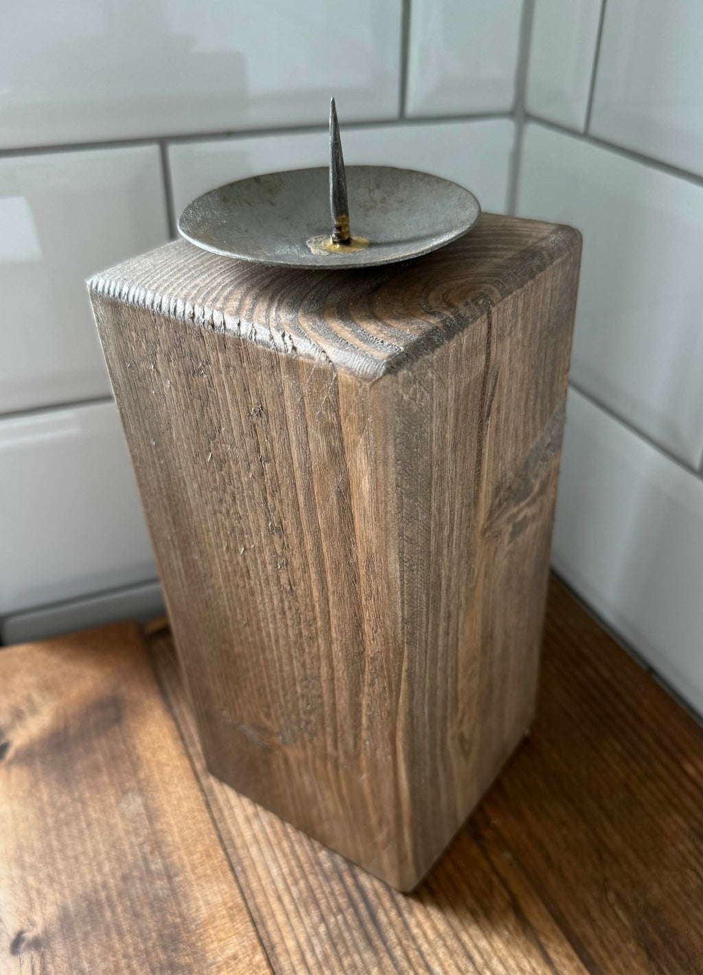 Rustic Wooden Candle Holder