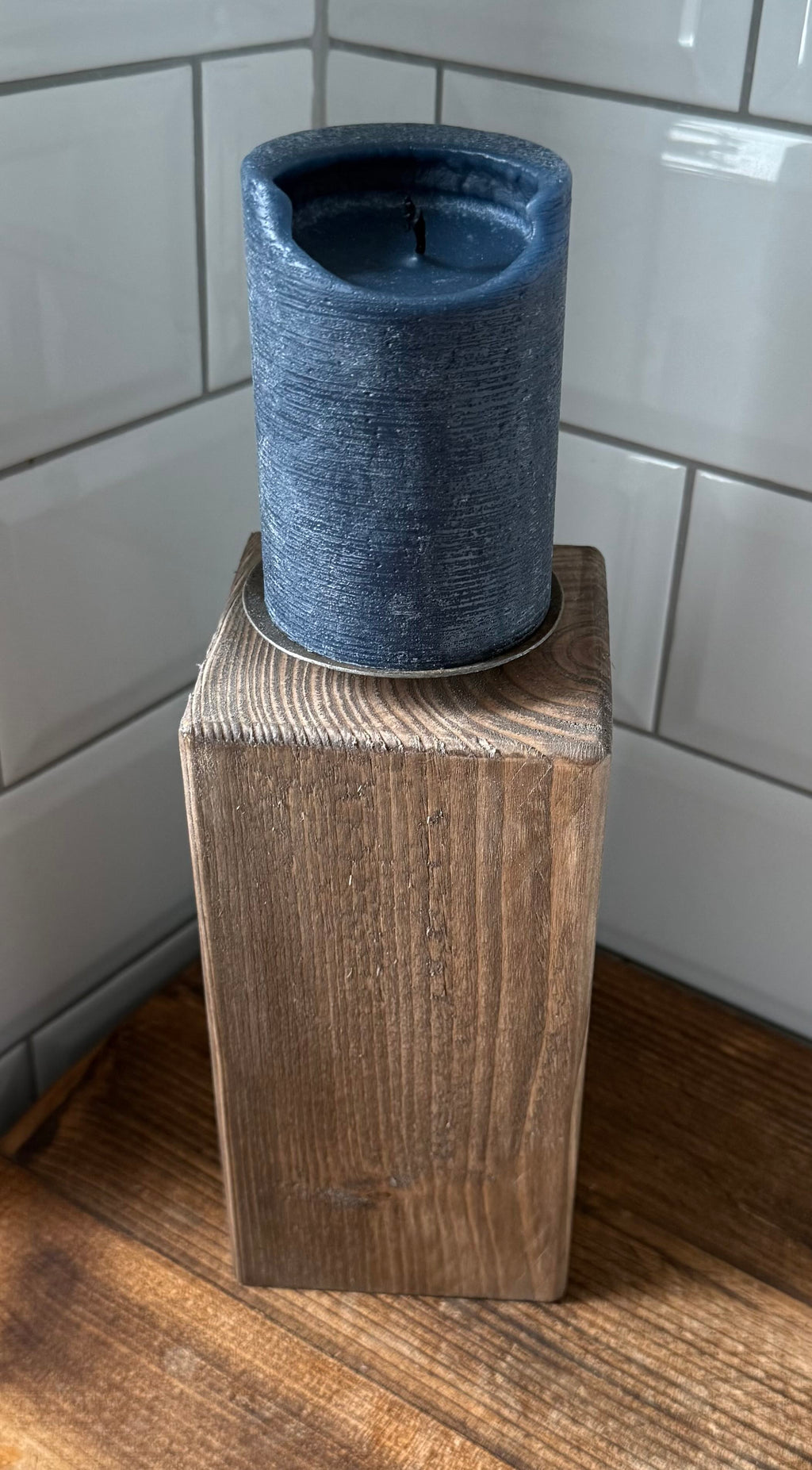 Rustic Wooden Candle Holder