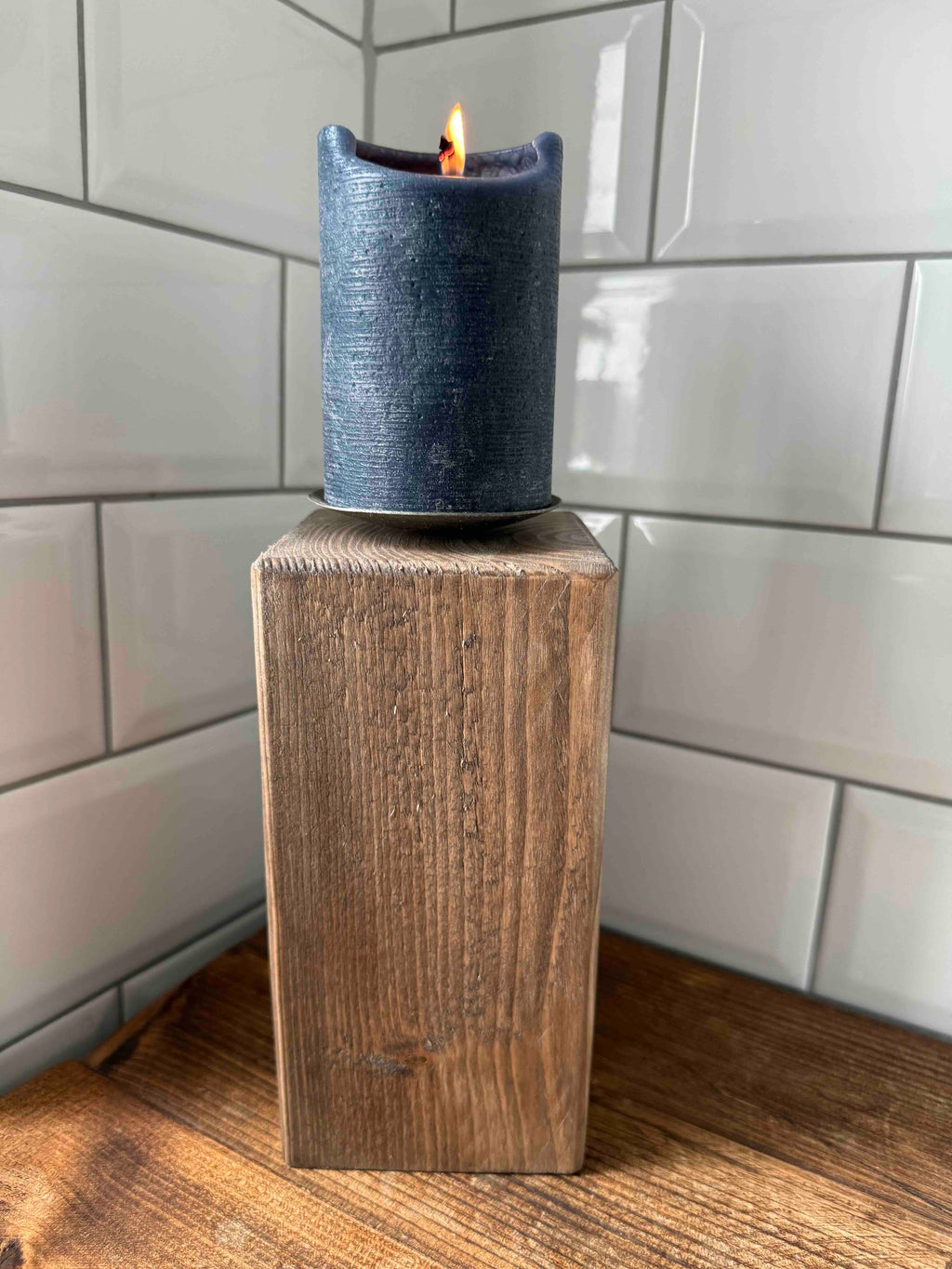 Rustic Wooden Candle Holder