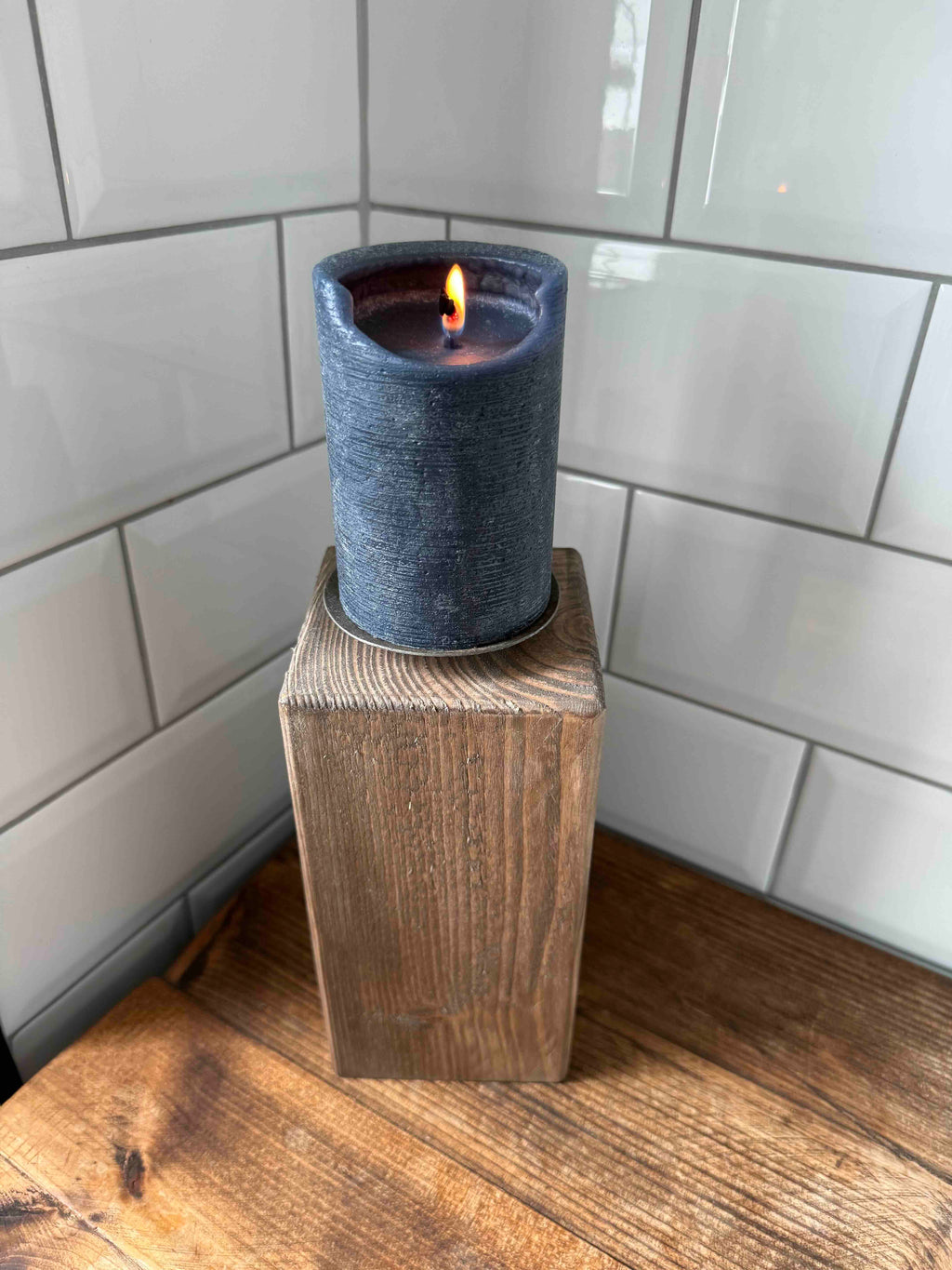 Rustic Wooden Candle Holder