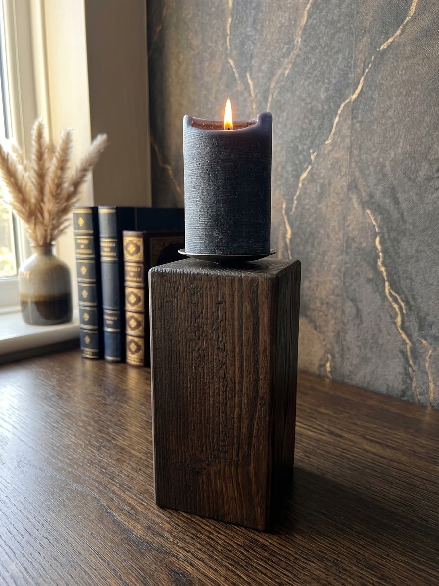 Rustic Wooden Candle Holder