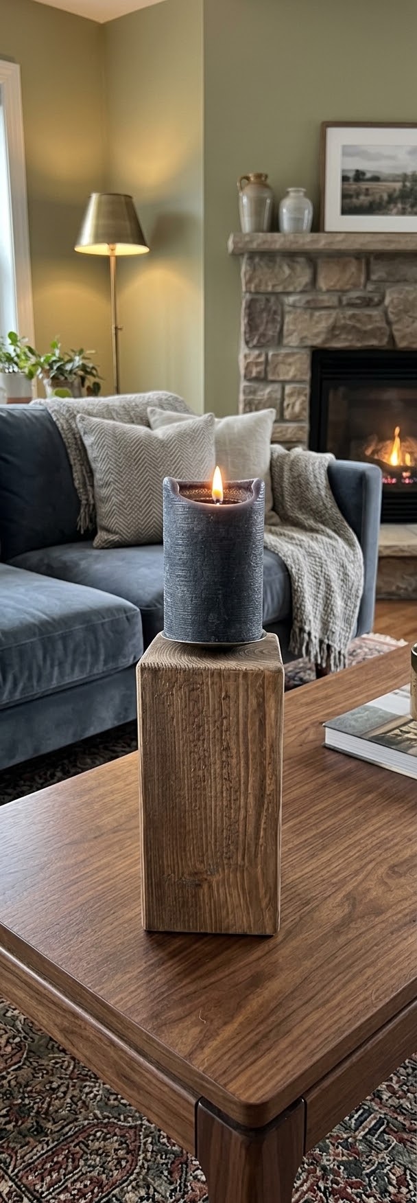 Rustic Wooden Candle Holder
